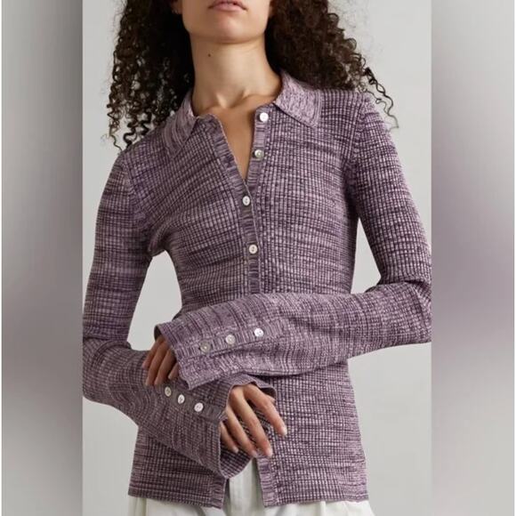 LE ORE Rimini Cardigan Sweater Chocolate Mink Marl Purple Sz S {3Q23} - Picture 2 of 7